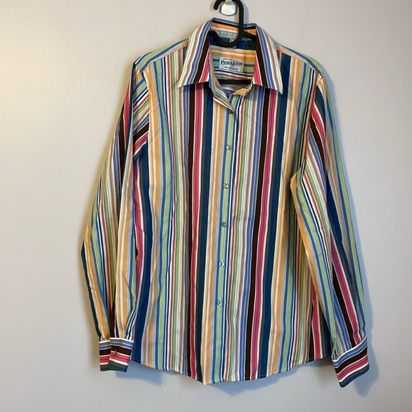 Pendleton Rainbow Vertical Stripe Button Front Shirt size 10 - Picture 1 of 14